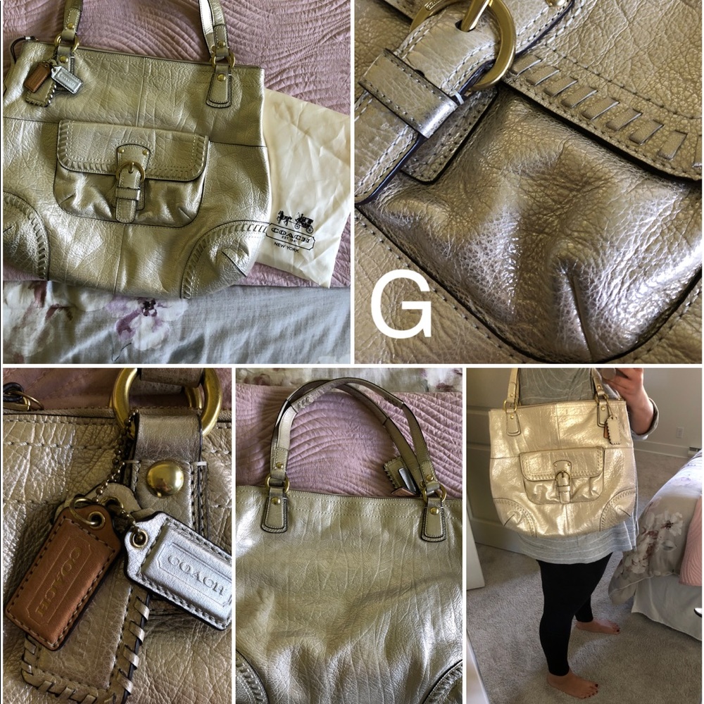 Gold Leather Authentic Coach Bag